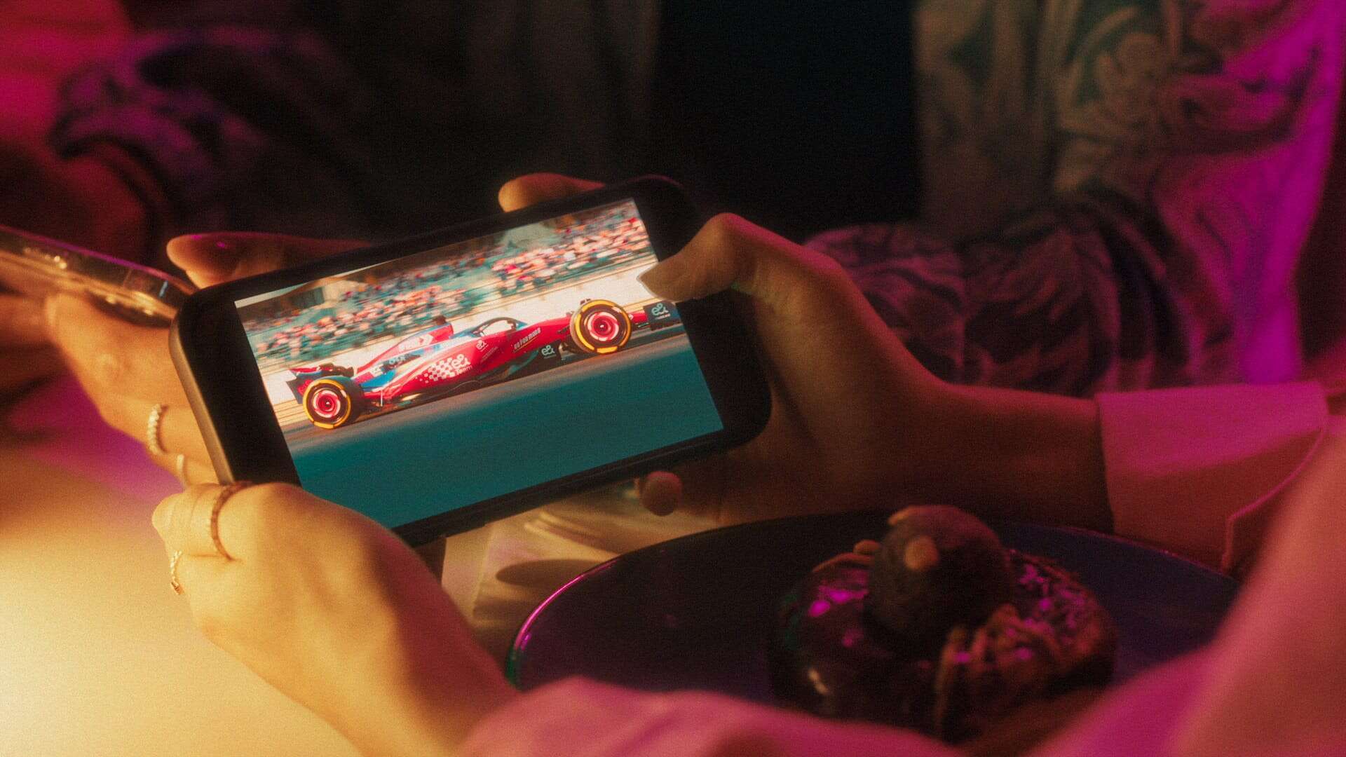 AI commercial production still from the Etihad Airways and e& F1 Grand Prix campaign