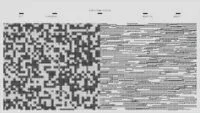 a black and white image of an american flag