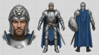 AFTER production-ready prompt knight character reference sheet