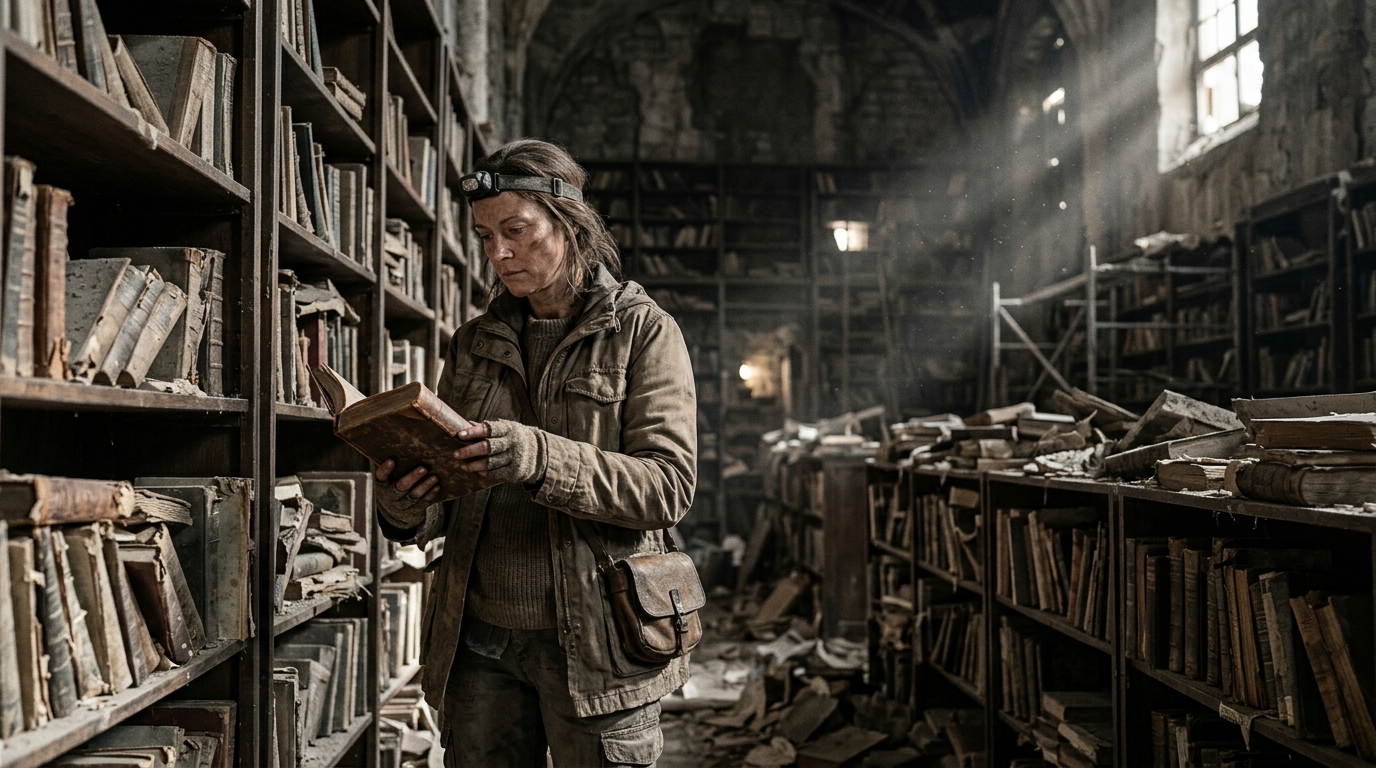 AI Personas: 10 Essential Design Prompts for Consistent Characters 16 The Post-Apocalyptic Archivist - AI personas character design prompt