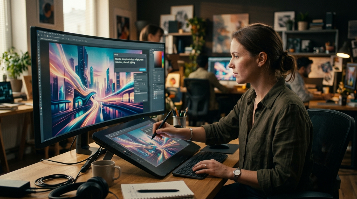 Siri AI for Visual Creators: 5 Key Shifts 21 Visual artist generating AI imagery