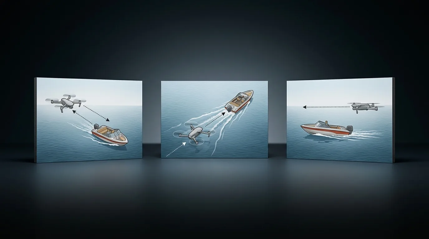 A series of three small, illustrative panels or a single, drone cinematography (AI Render Pro)