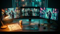 AI art tools compared, three screens showing the same subject rendered by different AI image models