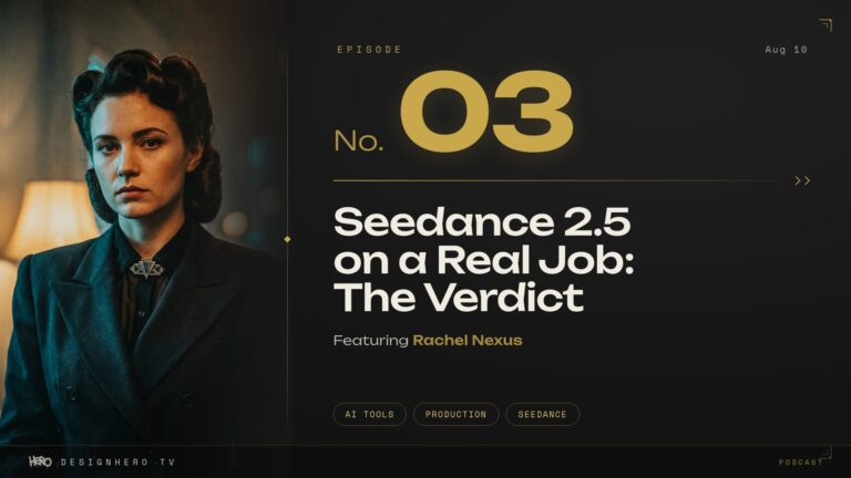 Seedance 2.5 review episode card, DesignHero TV Podcast Episode 03
