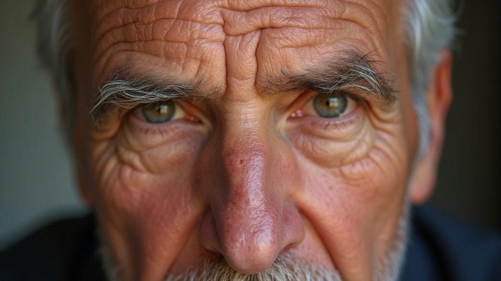 Flux AI portrait with realistic skin texture, pores and stubble, no retouching