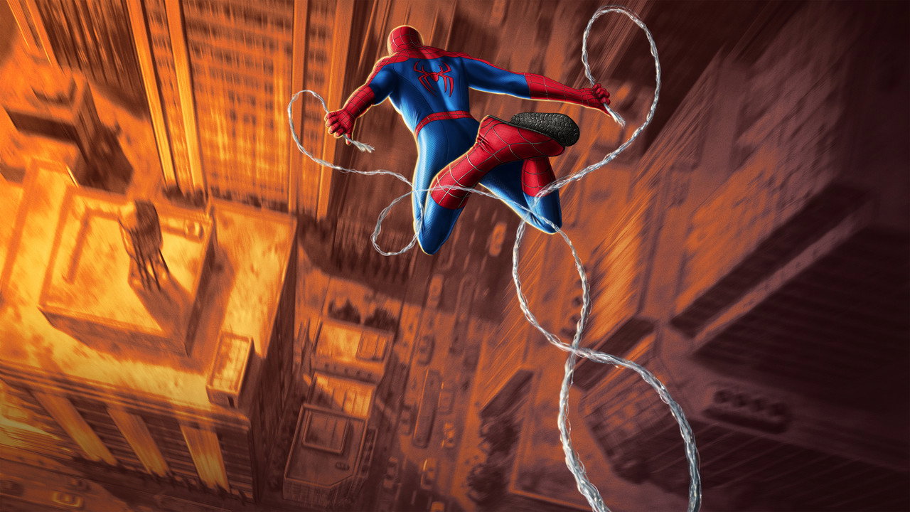 Comic cover recreation shot from Spider-Man a brand new day