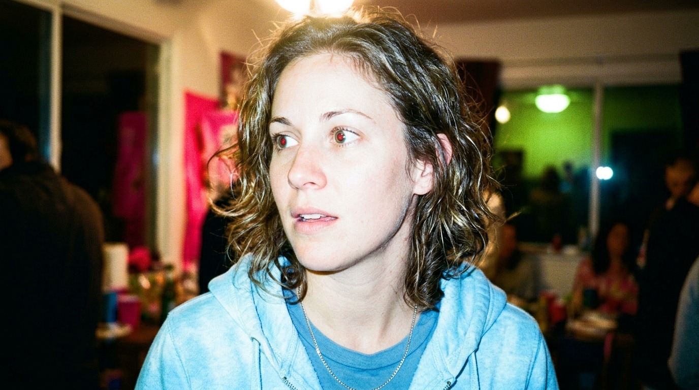 A medium shot of a generic young adults face, partially, y2k prompts