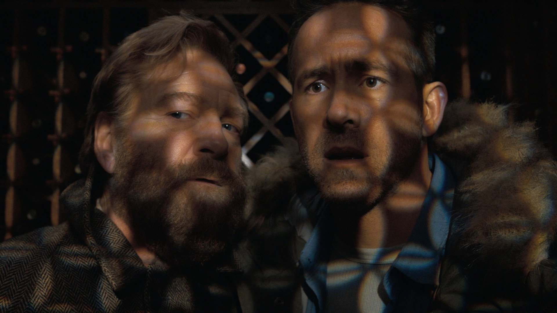 Mayday: Reynolds and Branagh Are the Best Duo of the Year 5 Kenneth Branagh and Ryan Reynolds in close up in Mayday