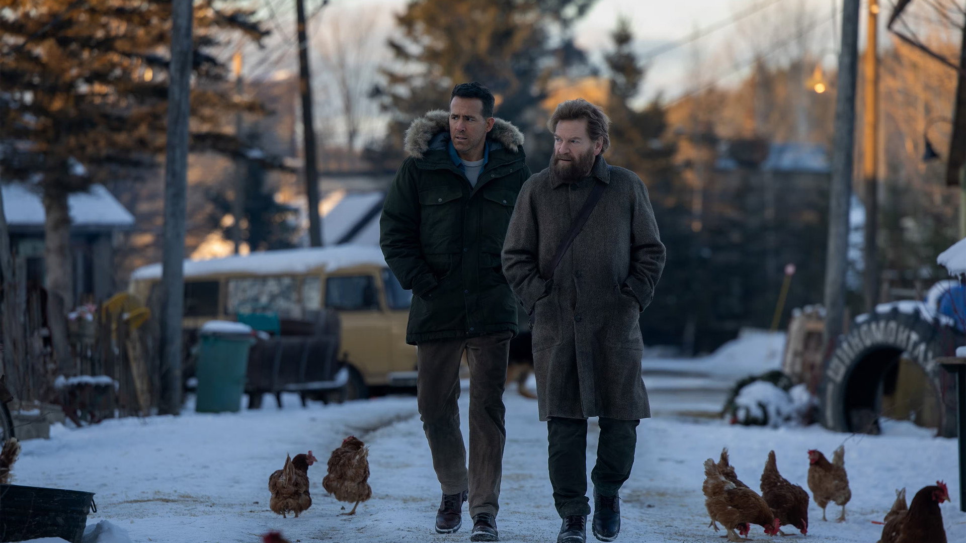 Mayday: Reynolds and Branagh Are the Best Duo of the Year 6 Reynolds and Branagh walking through a snowy Soviet village in Mayday